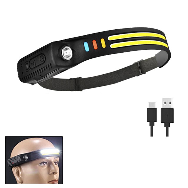 Sensor Headlamp COB Led Head Lamp Rechargeable 12 Lighting Modes with Built-In Battery Outdoor Lighting Work Light Fishing