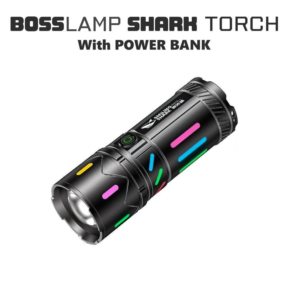 BossLamp SHARK Torch Flashlight with Power Bank | Type-C Rechargeable