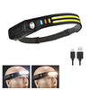 Sensor Headlamp COB Led Head Lamp Rechargeable 12 Lighting Modes with Built-In Battery Outdoor Lighting Work Light Fishing