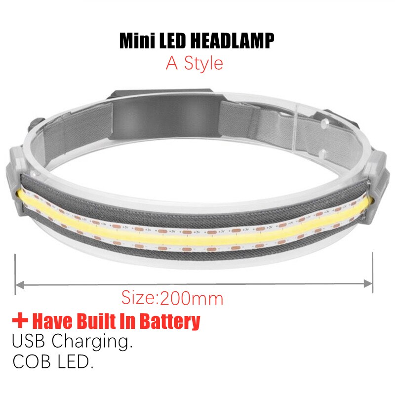 Cob Floodlight LED Headlamp Outdoor Household Portable LED Headlight with Built-in 1200mah Battery USB Rechargeable Head Lamp